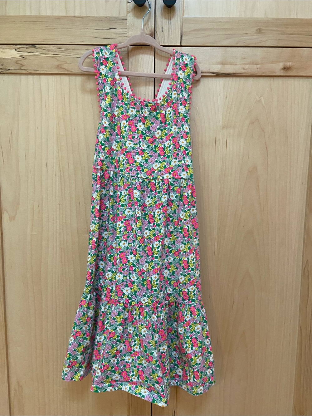Mini BODEN Girls Floral Pink Green Cotton Sundress size 10-11